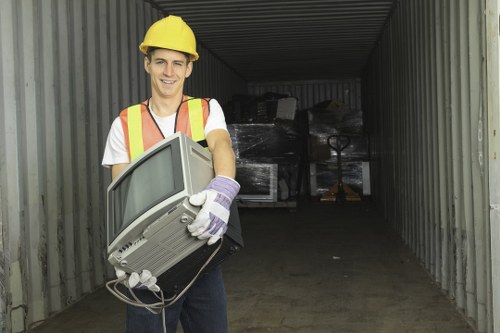 Workers segregating construction waste